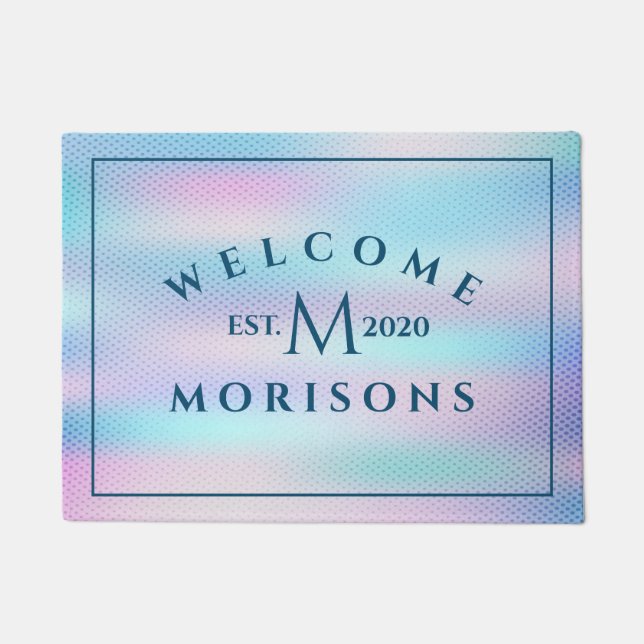 Colourful holographic background doormat (Front)