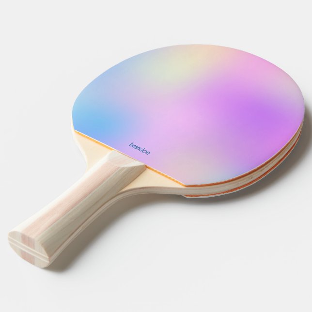 Colourful holographic background ping pong paddle (Front Angle)