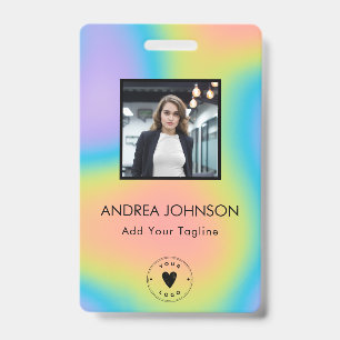 Colourful Holographic Employee Photo Logo Bar Code Badge