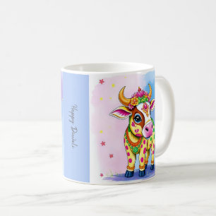 Colourful Holy Diwali Cows in Festive Disguises Coffee Mug