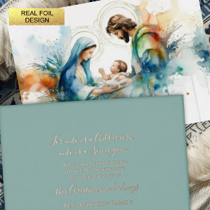 Colourful Holy Family Foil Holiday Card