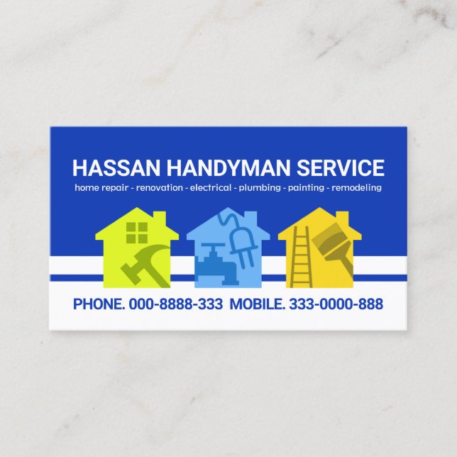 Colourful Home Repairs Handyman Tools Business Card (Front)