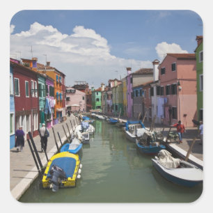 Colourful homes along canal on the island of square sticker