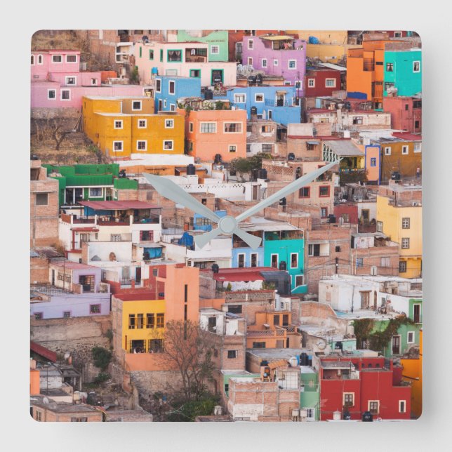 Colourful Homes on the Hill Square Wall Clock (Front)
