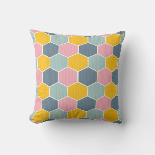 Colourful Honeycomb Geometric Pattern Throw Pillow