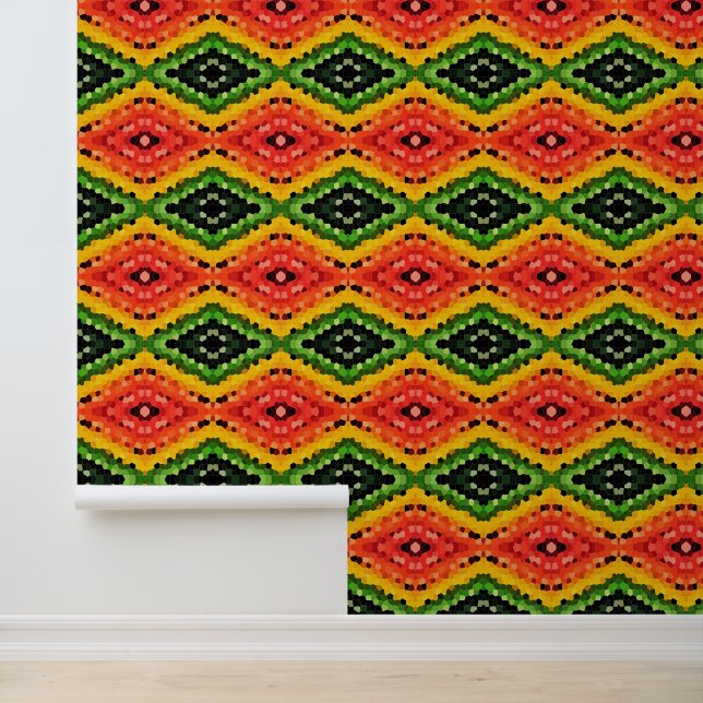 Colourful Honeycomb Pattern Ornaments Wallpaper (Application)