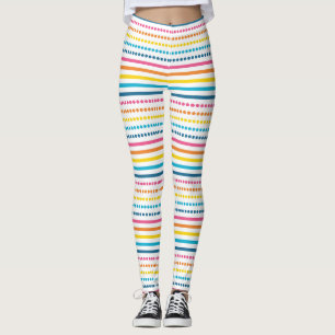 Colourful Horizontal Dotted Stripes Geometric Leggings