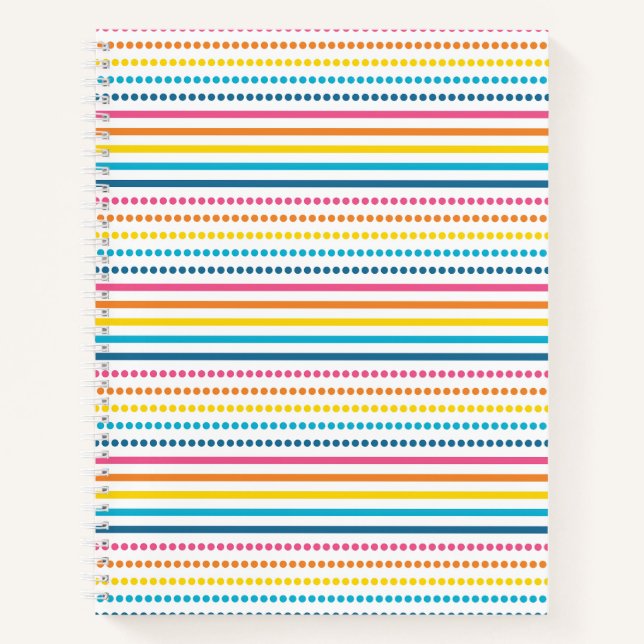 Colourful Horizontal Dotted Stripes Geometric Notebook (Front)