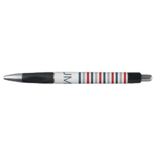 Colourful horizontal navy stripes pen