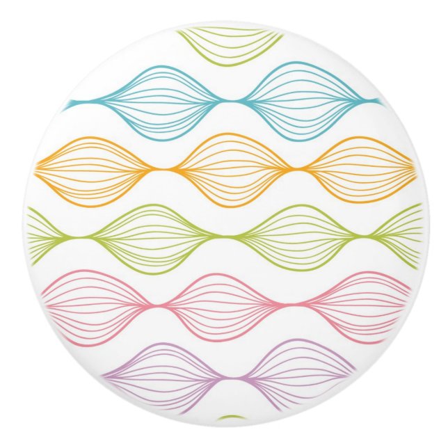 Colourful horizontal ogee pattern ceramic knob (Front)