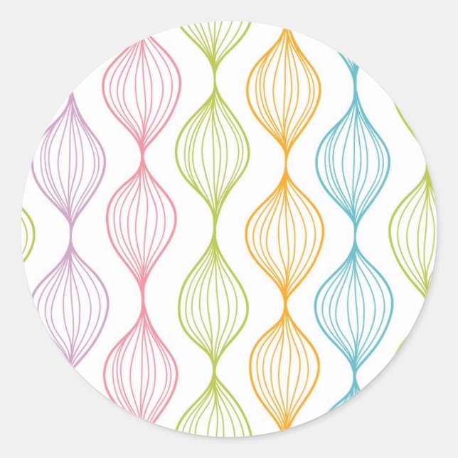 Colourful horizontal ogee pattern classic round sticker (Front)