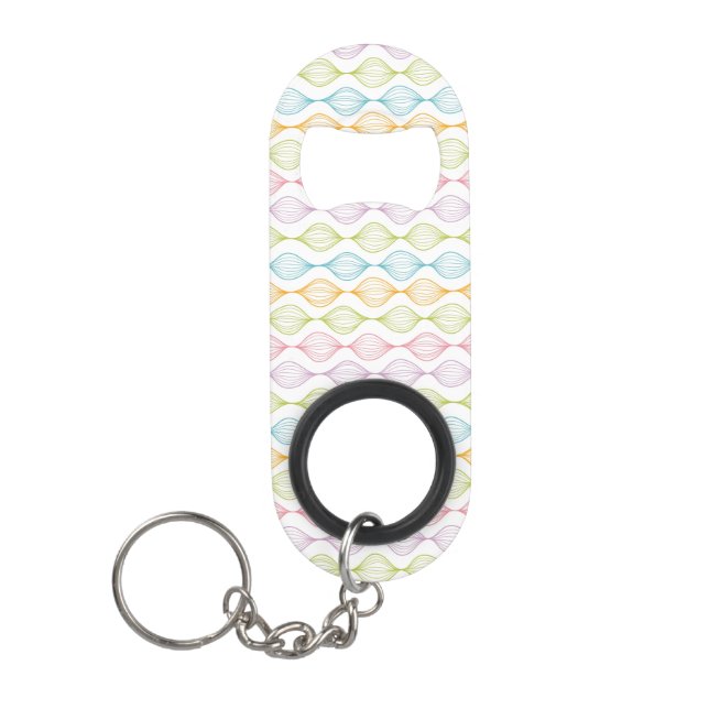 Colourful horizontal ogee pattern keychain bottle opener (Front)