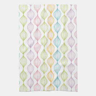 Colourful horizontal ogee pattern kitchen towel