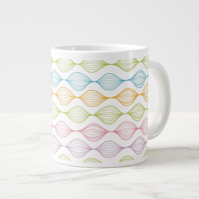 Colourful horizontal ogee pattern large coffee mug (Front Right)