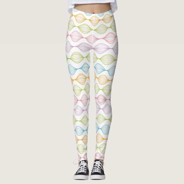 Colourful horizontal ogee pattern leggings (Front)