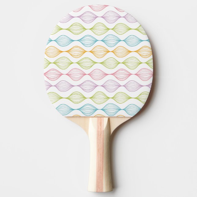 Colourful horizontal ogee pattern ping pong paddle (Front)