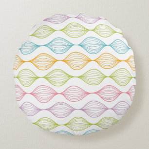 Colourful horizontal ogee pattern round pillow