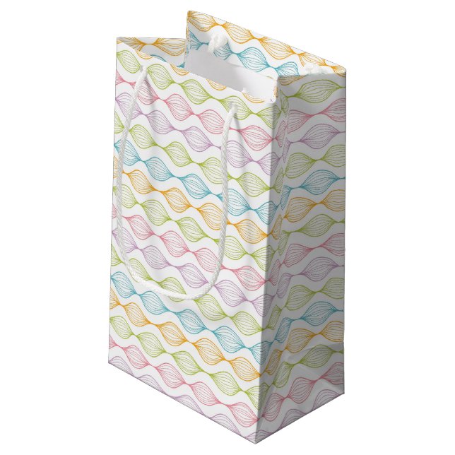 Colourful horizontal ogee pattern small gift bag (Back Angled)