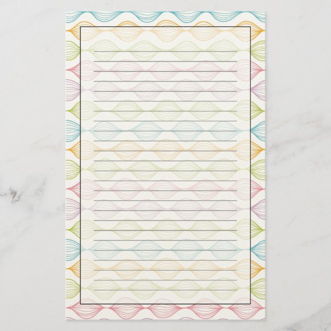 Colourful horizontal ogee pattern stationery (Front)