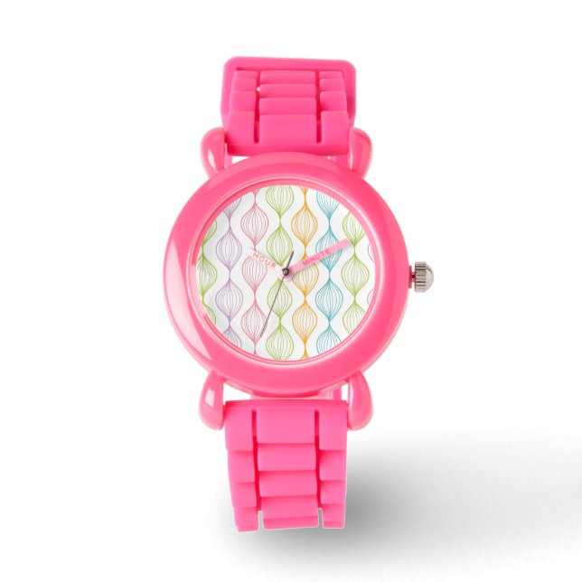 Colourful horizontal ogee pattern watch (Front)
