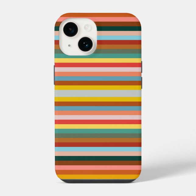 Colourful Horizontal Retro Stripes  iPhone Case (Back)