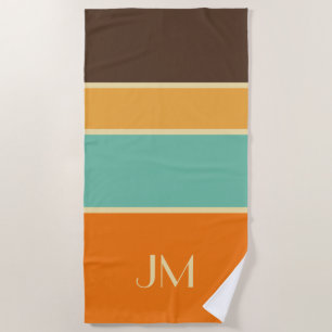 Colourful horizontal retro style lines beach towel