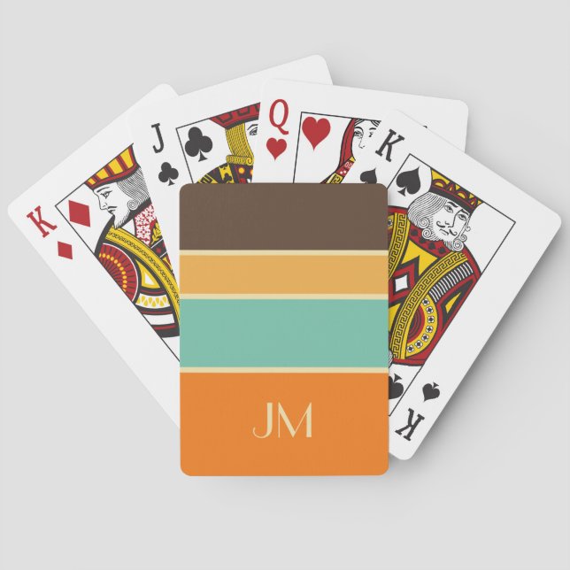 Colourful horizontal retro style lines playing cards (Back)