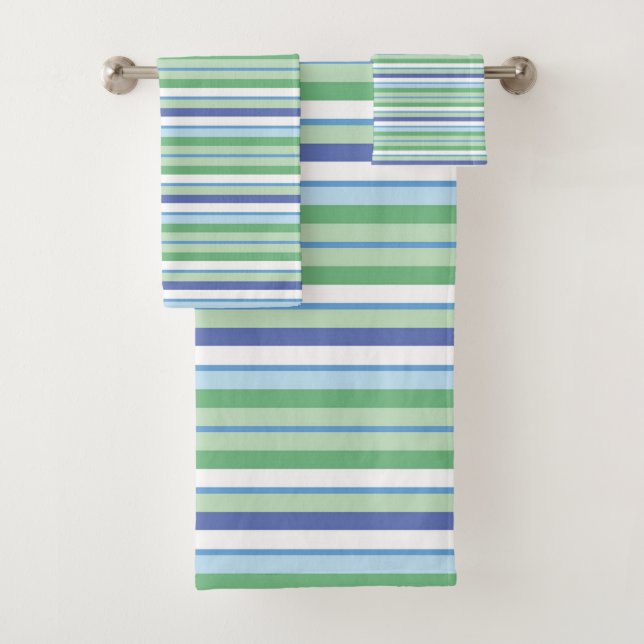 Colourful horizontal stripes bath towel set (Insitu)