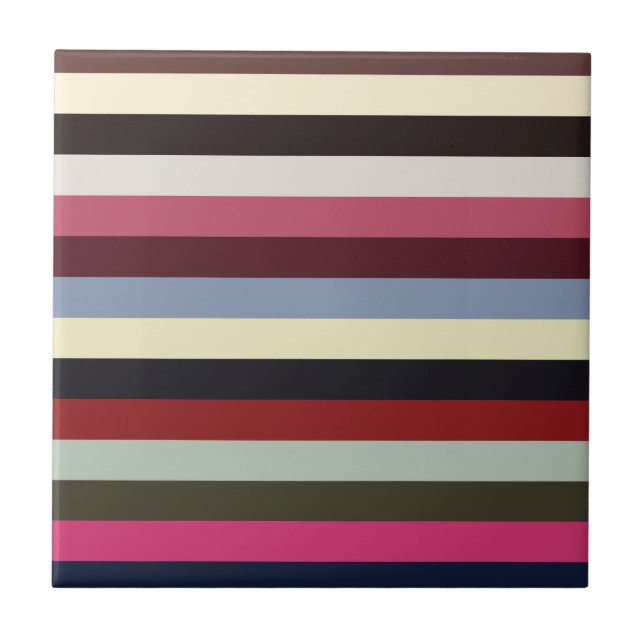 Colourful Horizontal Stripes Pattern  Tile (Front)