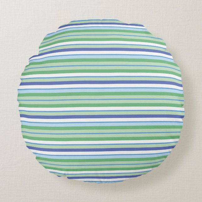Colourful horizontal stripes round pillow (Front)