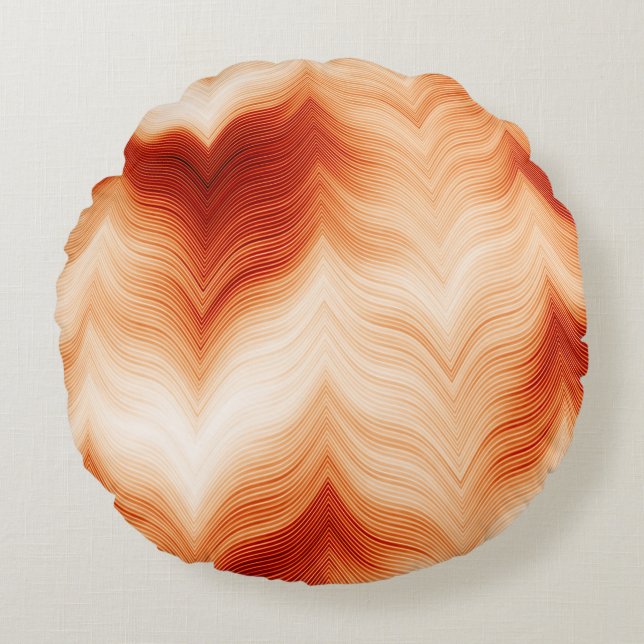 Colourful horizontal wavy pattern round pillow (Front)