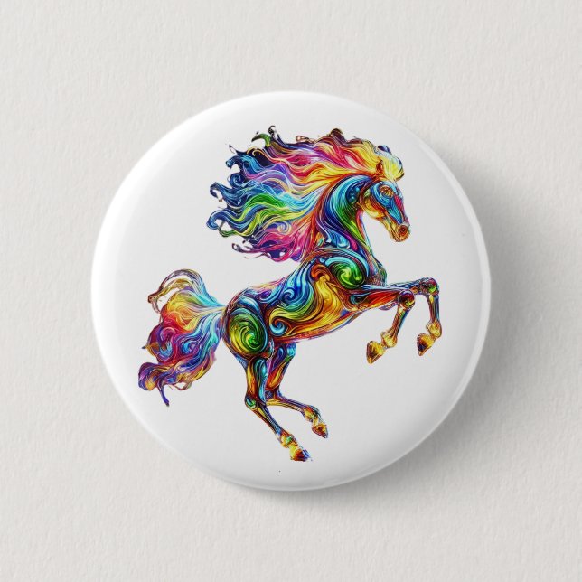 Colourful Horse 2 Inch Round Button (Front)