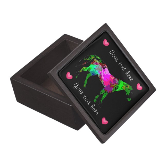 Colourful Horse And Hearts Trinket Box (Opened)