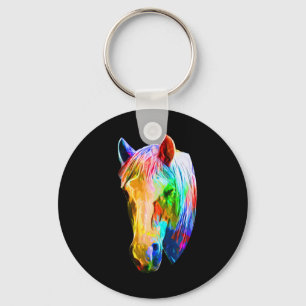 Colourful Horse Art Horseback Riding Lover Artsy H Keychain