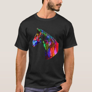 Colourful Horse Art Horseback Riding Lover Artsy H T-Shirt