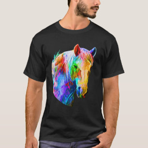 Colourful Horse Art Horseback Riding Lover Artsy H T-Shirt