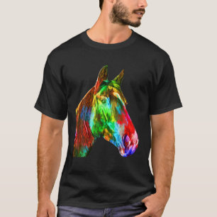 Colourful Horse Art Horseback Riding Lover Artsy H T-Shirt