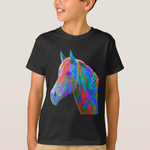 Colourful Horse Art Horseback Riding Lover Artsy H T-Shirt