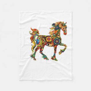 Colourful Horse Art Watercolor Graphic Year of The Fleece Blanket