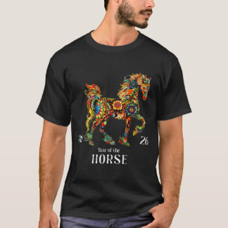 Colourful Horse Art Watercolor Graphic Year of The T-Shirt
