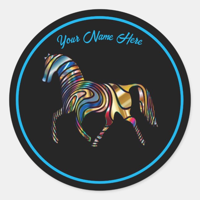 Colourful Horse  Classic Round Sticker (Front)