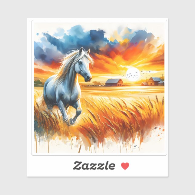 Colourful Horse Galloping in Fields (Sheet)