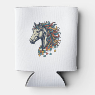 Colourful Horse Puzzle Piece Vintage Engraving T-S Can Cooler