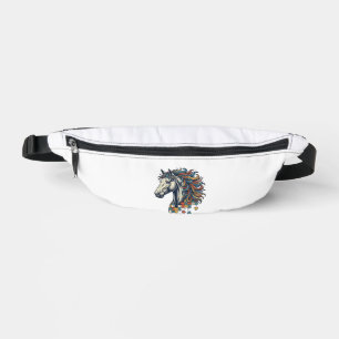 Colourful Horse Puzzle Piece Vintage Engraving T-S Fanny Pack
