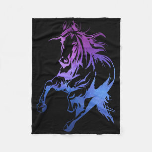 Colourful Horse Riding Horseback Horse Silhouette  Fleece Blanket