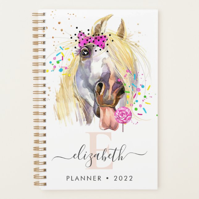 Colourful Horse with Lollipop Spiral Photo Planner (Front)