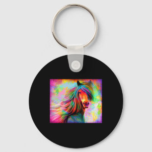 Colourful Horses Horseback Riding Horse Lovers Flo Keychain