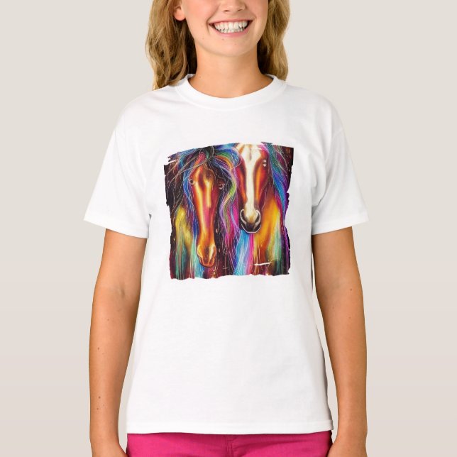 Colourful horses  T-Shirt (Front)