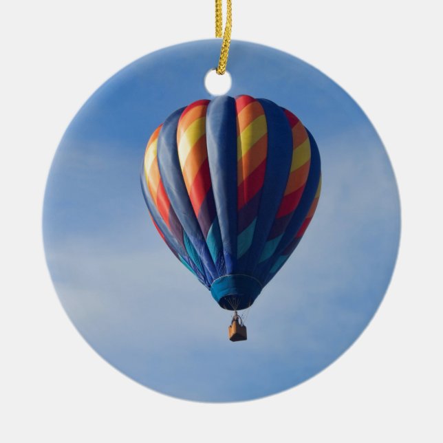 Colourful Hot Air Balloon Ceramic Ornament (Front)