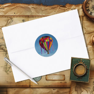 Colourful Hot Air Balloon Classic Round Sticker
